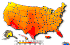 US Heat Index (feels like) temperature map, animated.